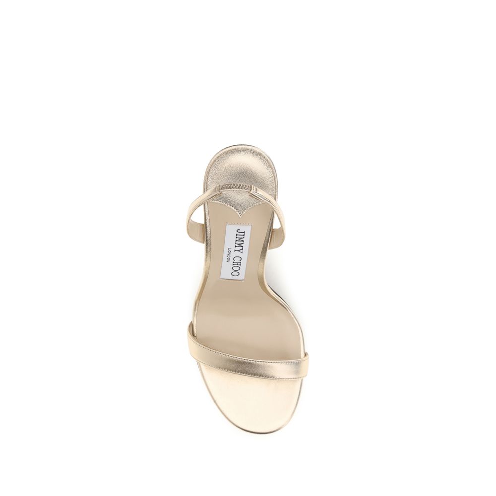 Sandalias Jimmy Choo de tacón de aguja de piel de becerro dorada Bos Taurus
