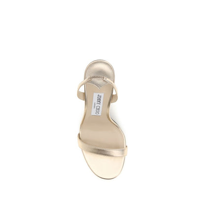Sandalias Jimmy Choo de tacón de aguja de piel de becerro dorada Bos Taurus