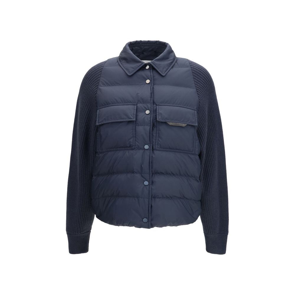 Brunello Cucinelli Blouson en polyester bleu