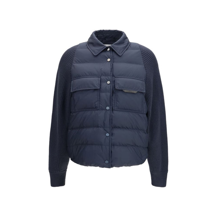 Brunello Cucinelli Blouson en polyester bleu