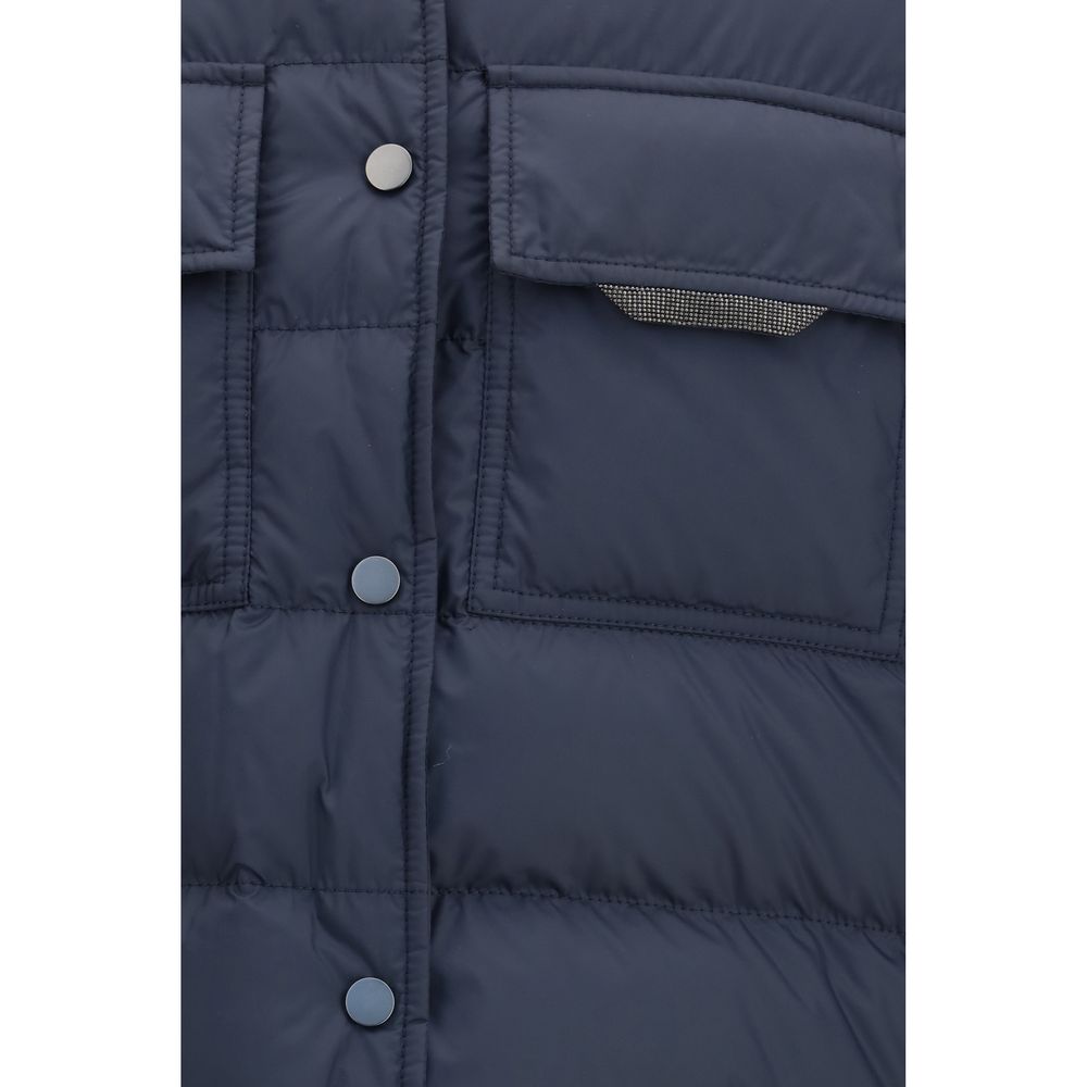 Brunello Cucinelli Blouson en polyester bleu