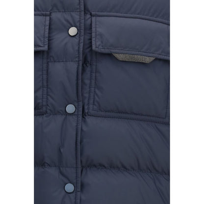 Brunello Cucinelli Blouson en polyester bleu