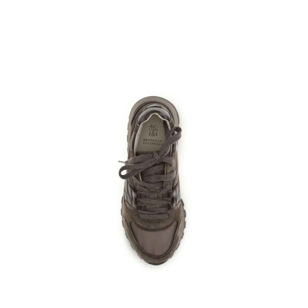 Baskets athlétiques Brunello Cucinelli en cuir de veau marron Bos Taurus