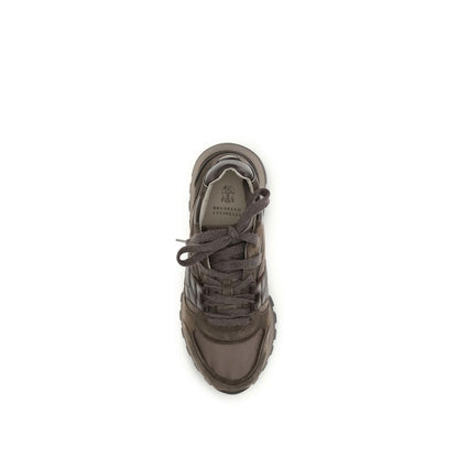Baskets athlétiques Brunello Cucinelli en cuir de veau marron Bos Taurus