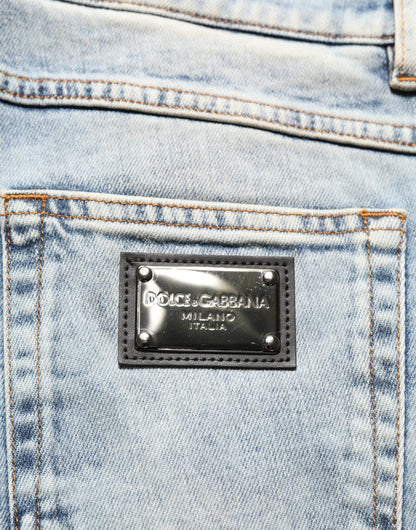 Dolce & Gabbana Jean Droit Homme Taille Moyenne Délavé Bleu
