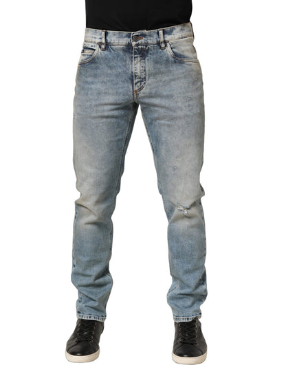 Dolce & Gabbana Jean Droit Homme Taille Moyenne Délavé Bleu
