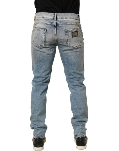 Dolce & Gabbana Jean Droit Homme Taille Moyenne Délavé Bleu