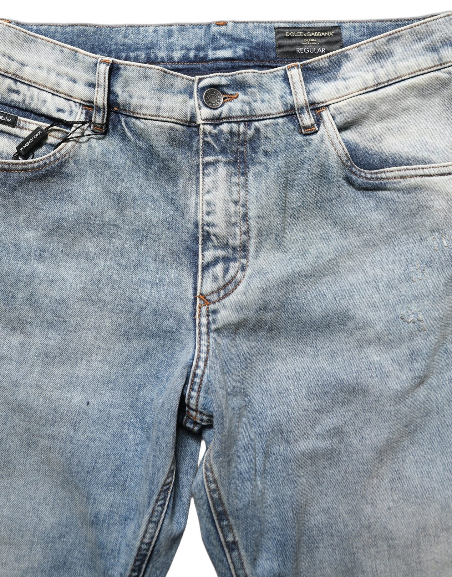 Dolce & Gabbana Jean Droit Homme Taille Moyenne Délavé Bleu