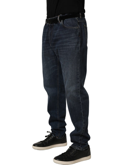 Jean droit taille mi-haute en denim délavé bleu foncé Dolce & Gabbana