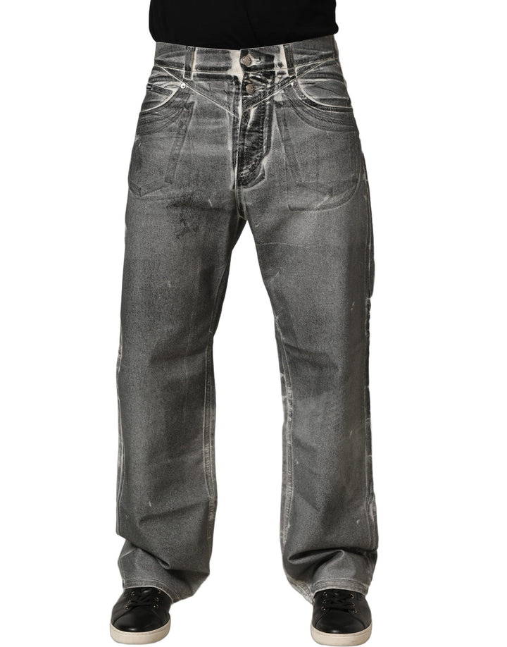 Jeans vaqueros rectos de tiro medio lavados grises Dolce & Gabbana