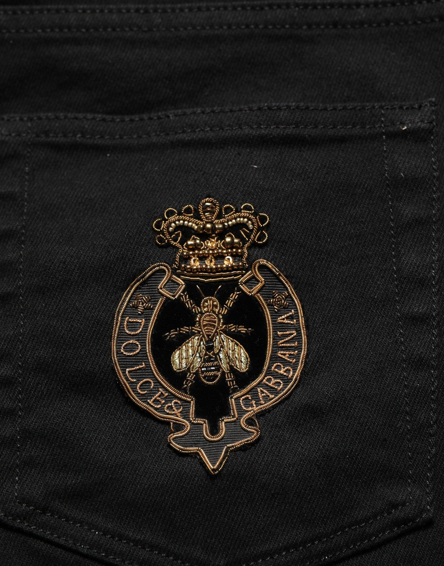 Jean skinny Dolce & Gabbana noir à broderies héraldiques