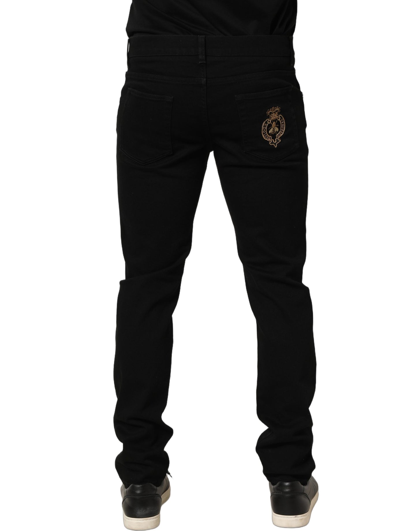 Jean skinny Dolce & Gabbana noir à broderies héraldiques