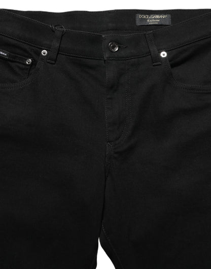Jean skinny Dolce & Gabbana noir à broderies héraldiques
