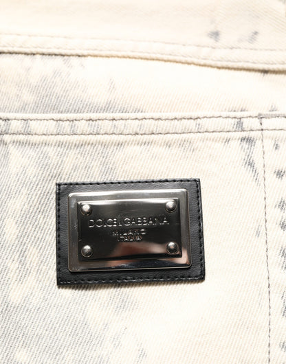 Jean en denim droit Dolce & Gabbana en coton tie-dye beige pour homme