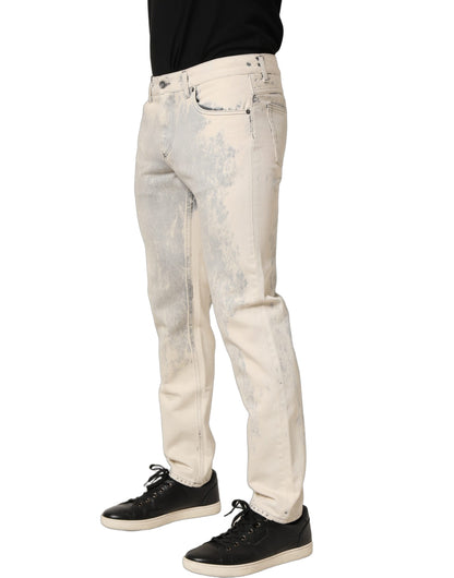Jean en denim droit Dolce & Gabbana en coton tie-dye beige pour homme