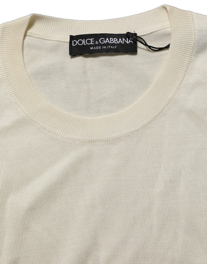 Suéter Dolce & Gabbana blanco roto de manga tres cuartos y cuello redondo