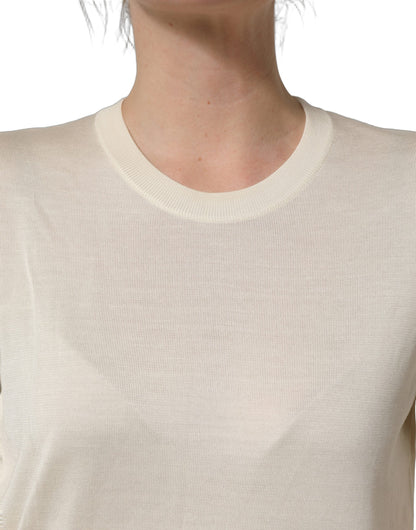 Suéter Dolce & Gabbana blanco roto de manga tres cuartos y cuello redondo