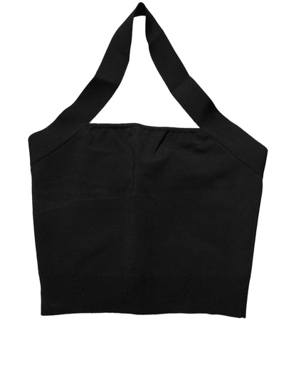 Top corto halter de cuello cuadrado negro de Dolce & Gabbana