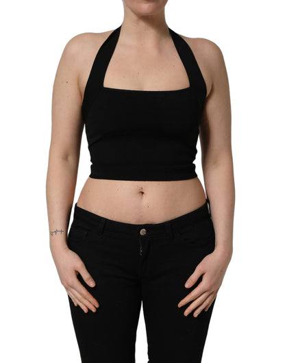 Top corto halter de cuello cuadrado negro de Dolce & Gabbana