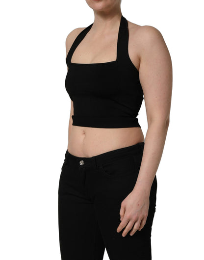 Top corto halter de cuello cuadrado negro de Dolce & Gabbana