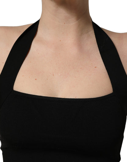 Top corto halter de cuello cuadrado negro de Dolce & Gabbana
