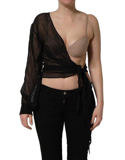 Haut asymétrique noir Dolce & Gabbana en mousseline transparente à enrouler