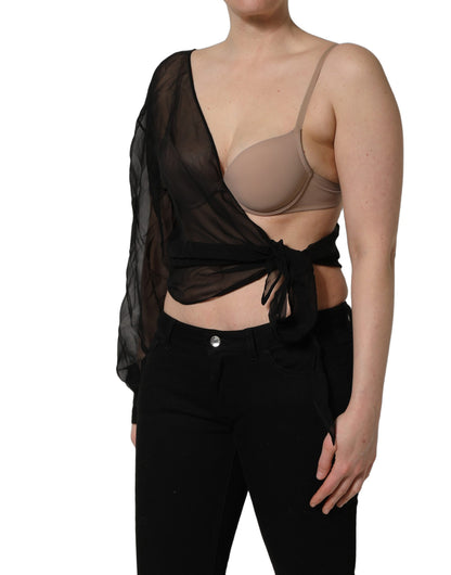Haut asymétrique noir Dolce & Gabbana en mousseline transparente à enrouler