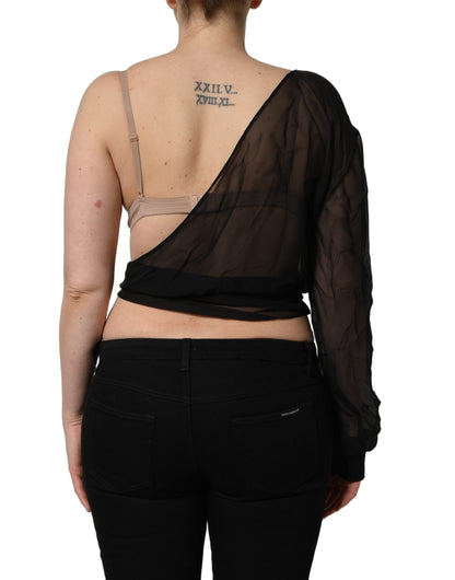Haut asymétrique noir Dolce & Gabbana en mousseline transparente à enrouler