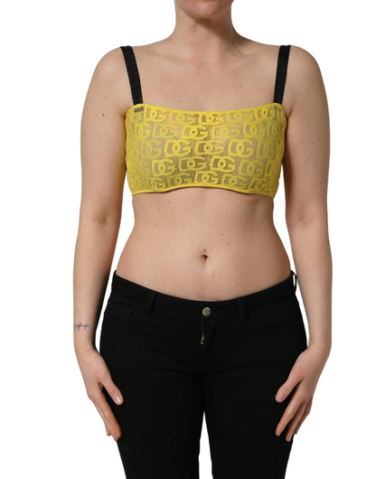 Dolce & Gabbana Haut court en crêpe de coton et mousseline jaune