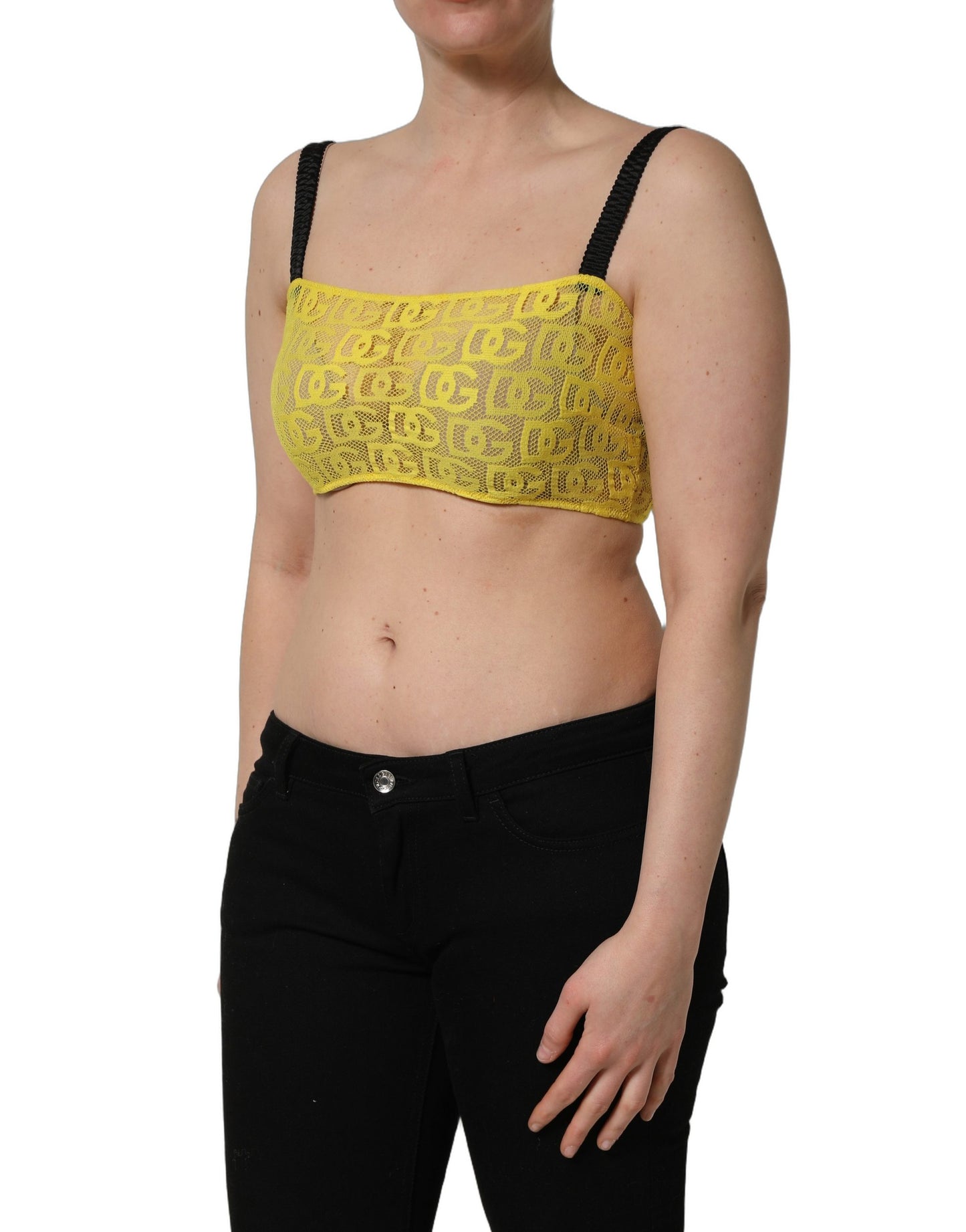 Dolce & Gabbana Haut court en crêpe de coton et mousseline jaune