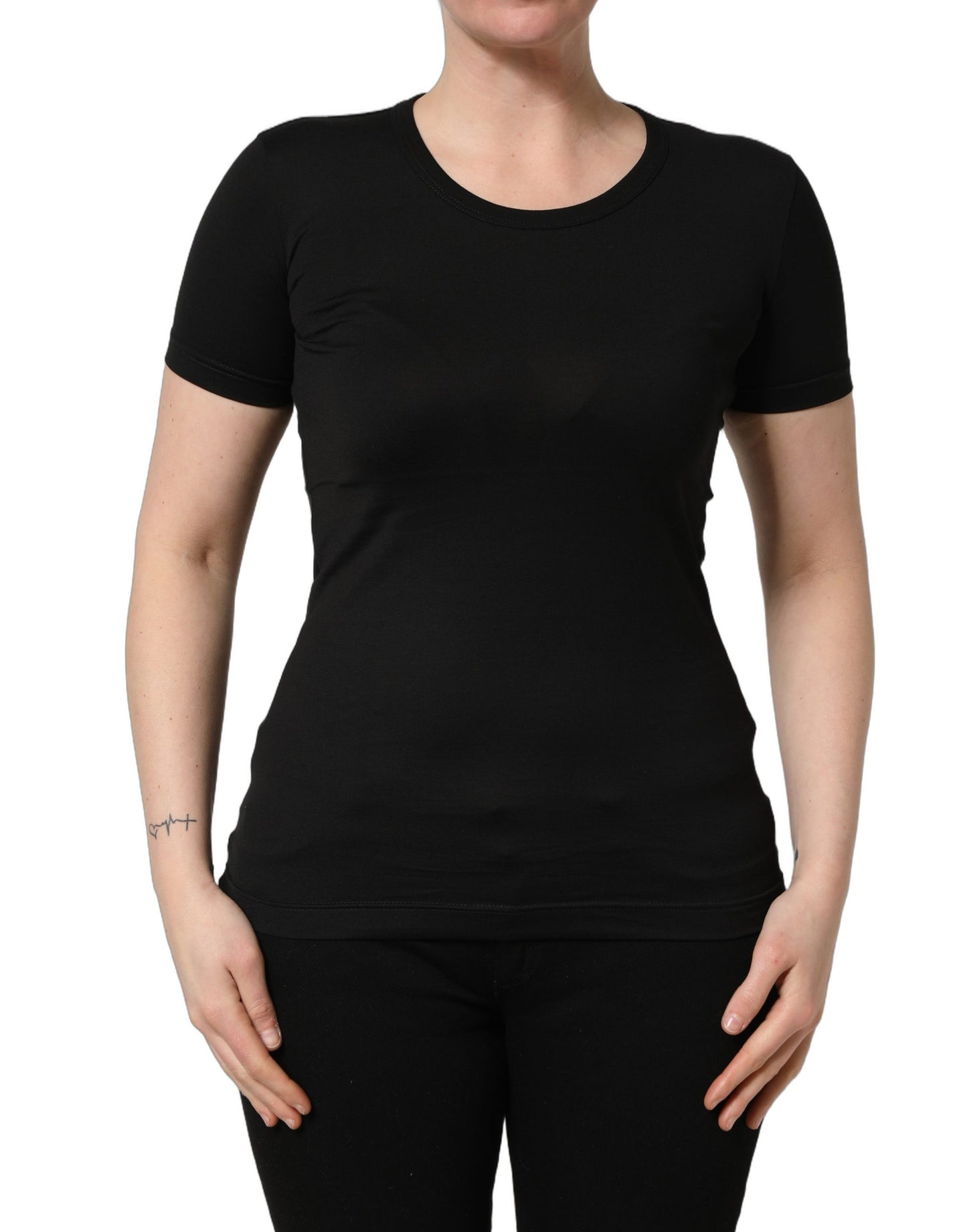 T-shirt Dolce & Gabbana en coton noir, col rond, manches courtes