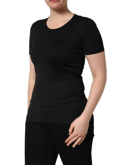 T-shirt Dolce & Gabbana en coton noir, col rond, manches courtes