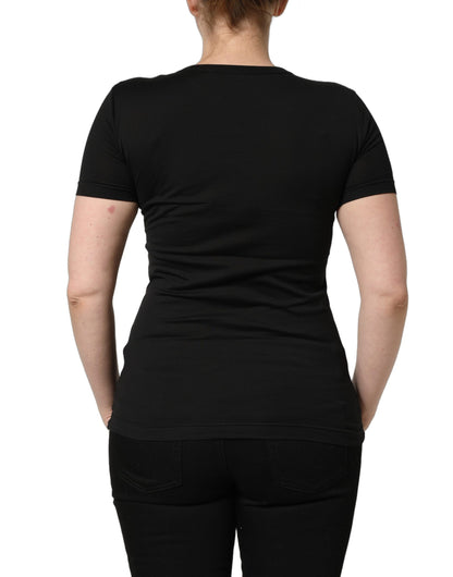 T-shirt Dolce & Gabbana en coton noir, col rond, manches courtes