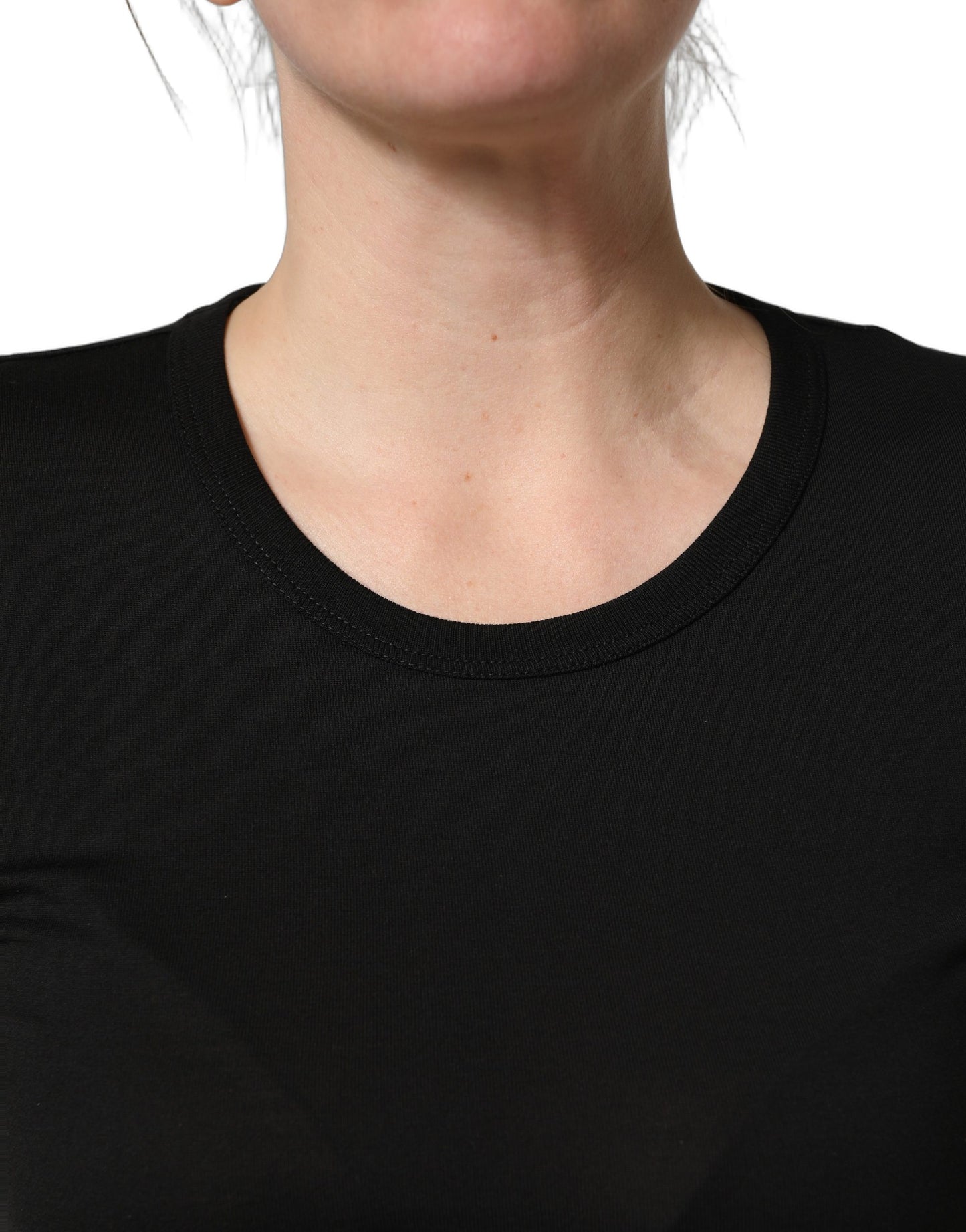 T-shirt Dolce & Gabbana en coton noir, col rond, manches courtes