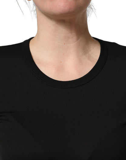 T-shirt Dolce & Gabbana en coton noir, col rond, manches courtes