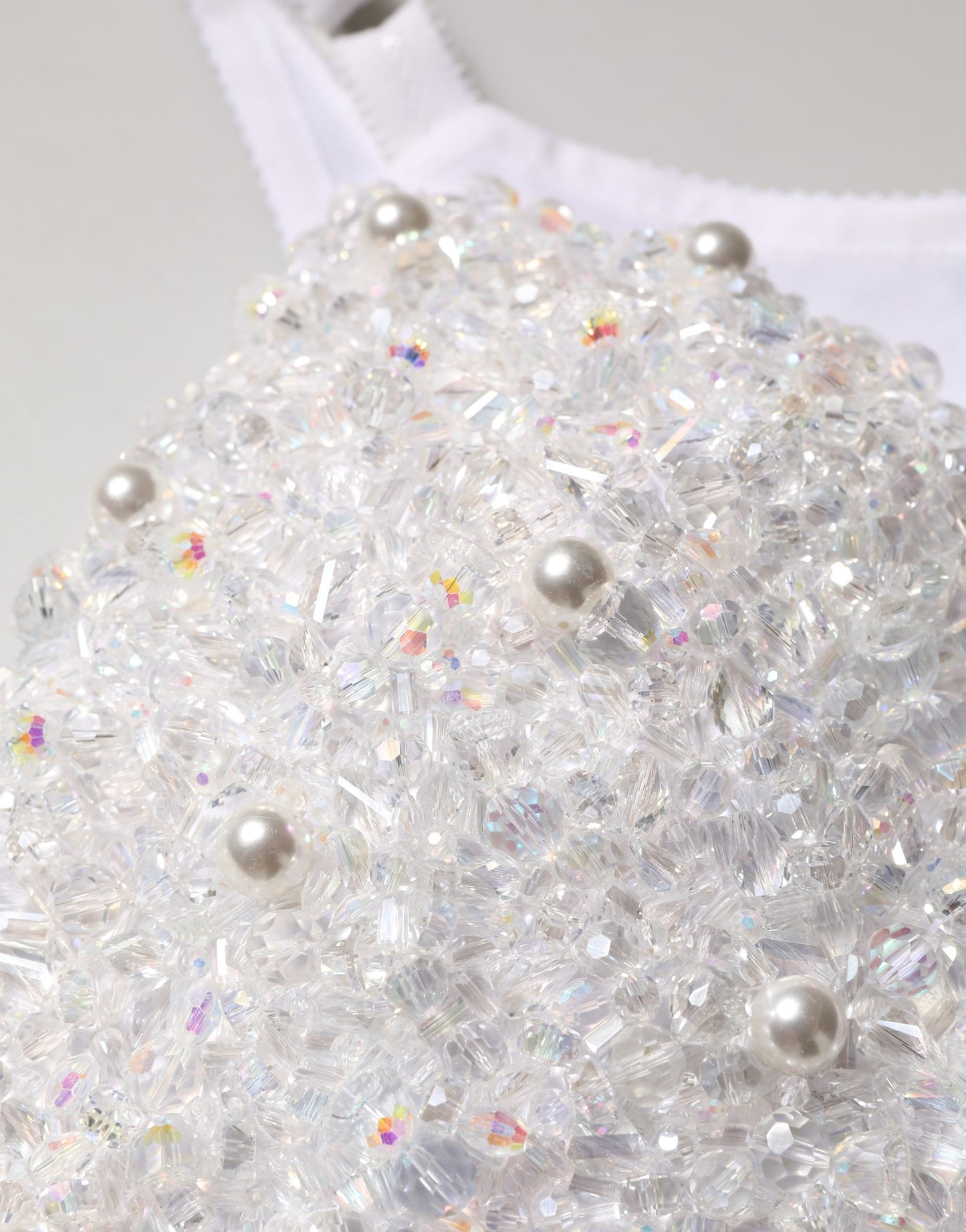 Top corto corsé bustier Dolce & Gabbana de perlas blancas bordadas