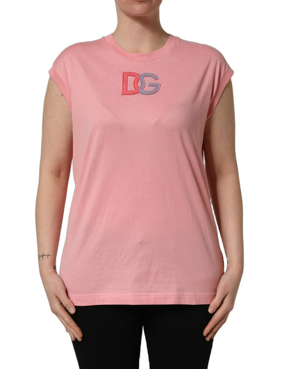 Camiseta sin mangas de cuello redondo Dolce & Gabbana de algodón rosa con logo DG