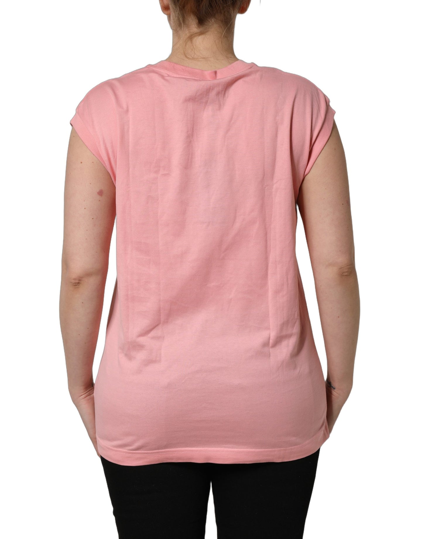 Camiseta sin mangas de cuello redondo Dolce & Gabbana de algodón rosa con logo DG