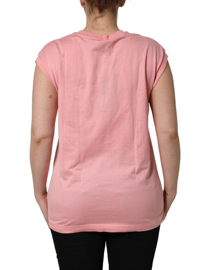 Camiseta sin mangas de cuello redondo Dolce & Gabbana de algodón rosa con logo DG