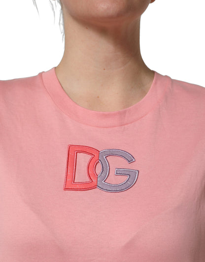 Camiseta sin mangas de cuello redondo Dolce & Gabbana de algodón rosa con logo DG