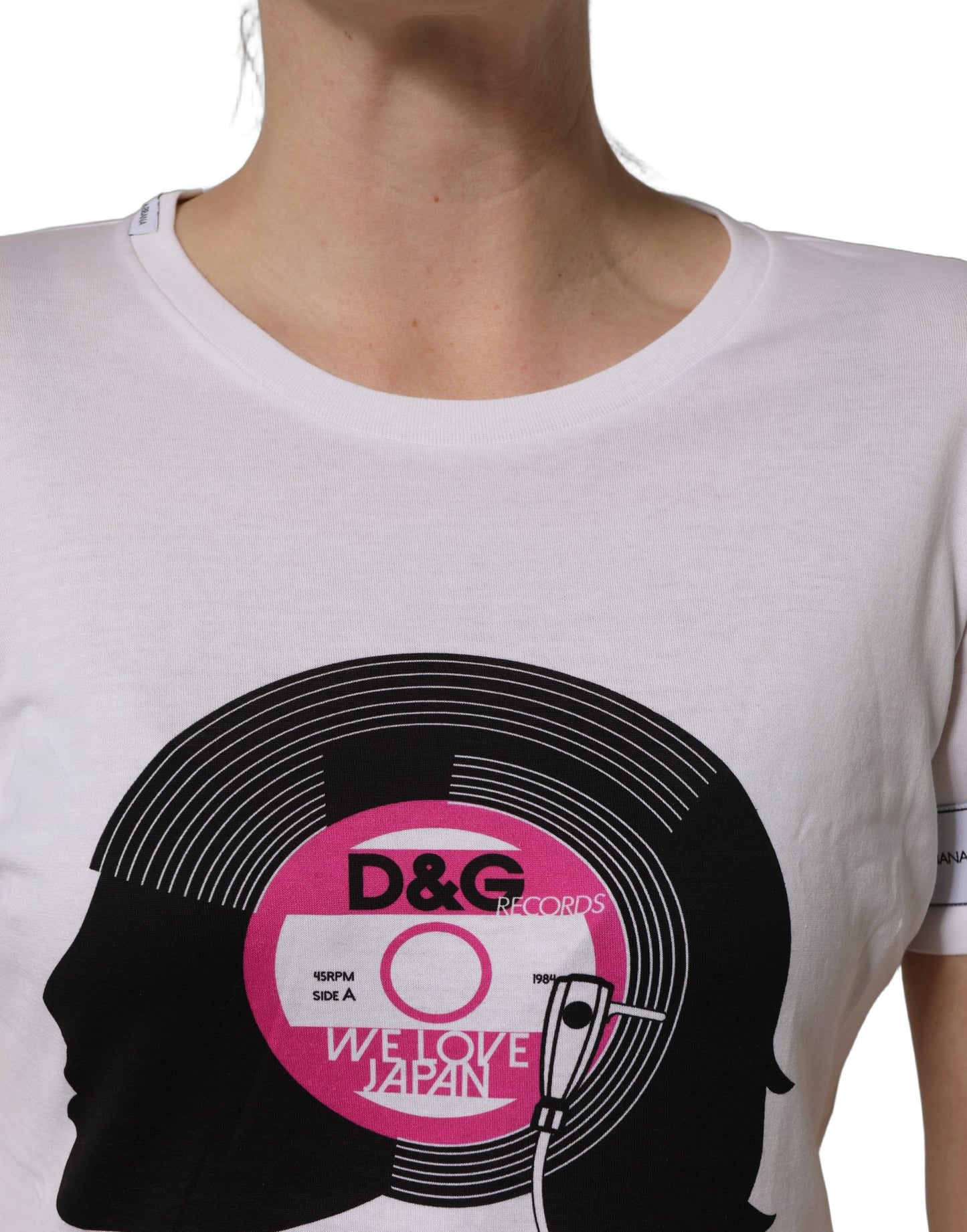 Camiseta de algodón blanca con estampado "D&G WE LOVE JAPAN" de Dolce & Gabbana