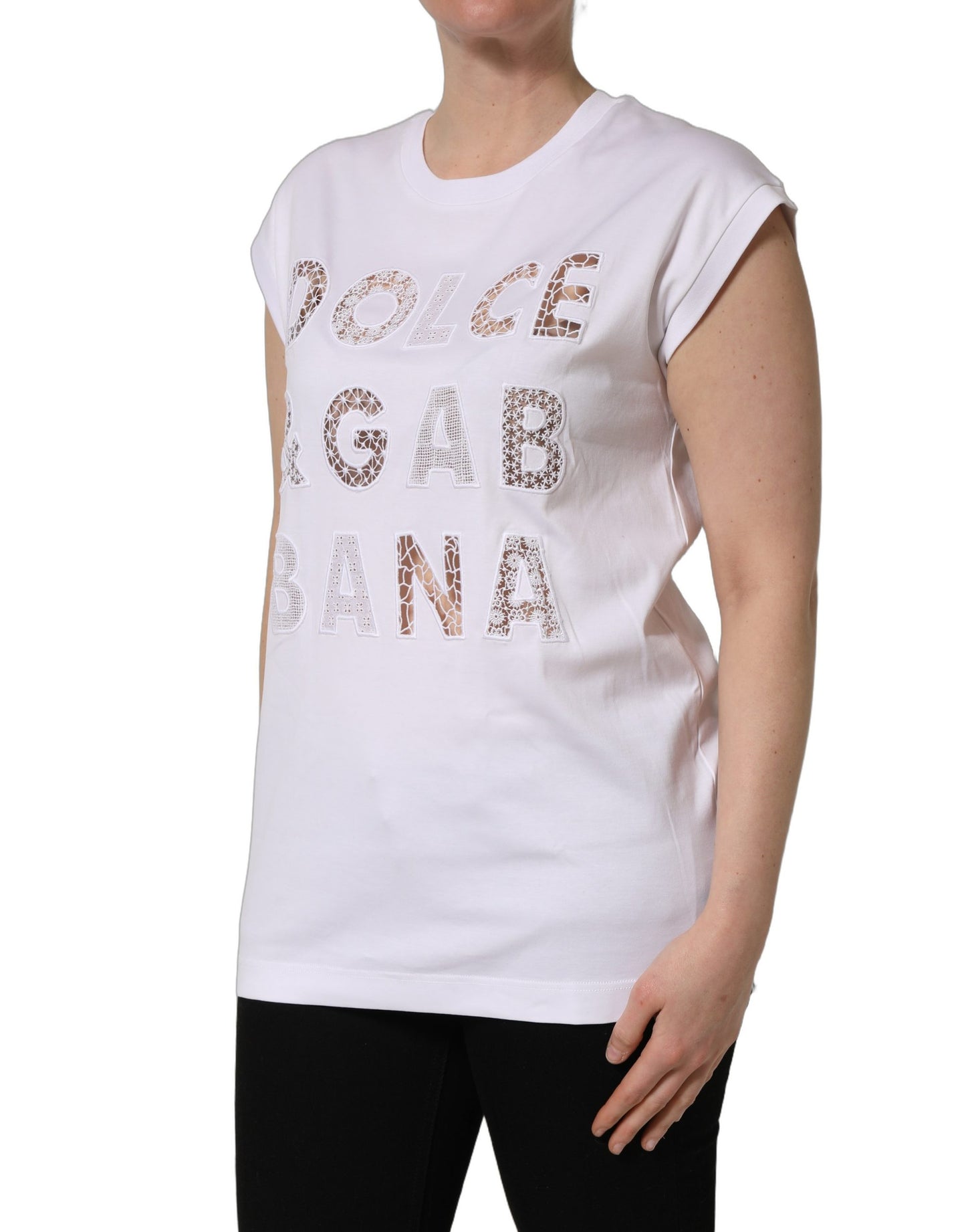 Dolce & Gabbana Camiseta sin mangas con cuello redondo y logo blanco