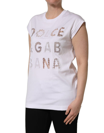 Dolce & Gabbana Camiseta sin mangas con cuello redondo y logo blanco