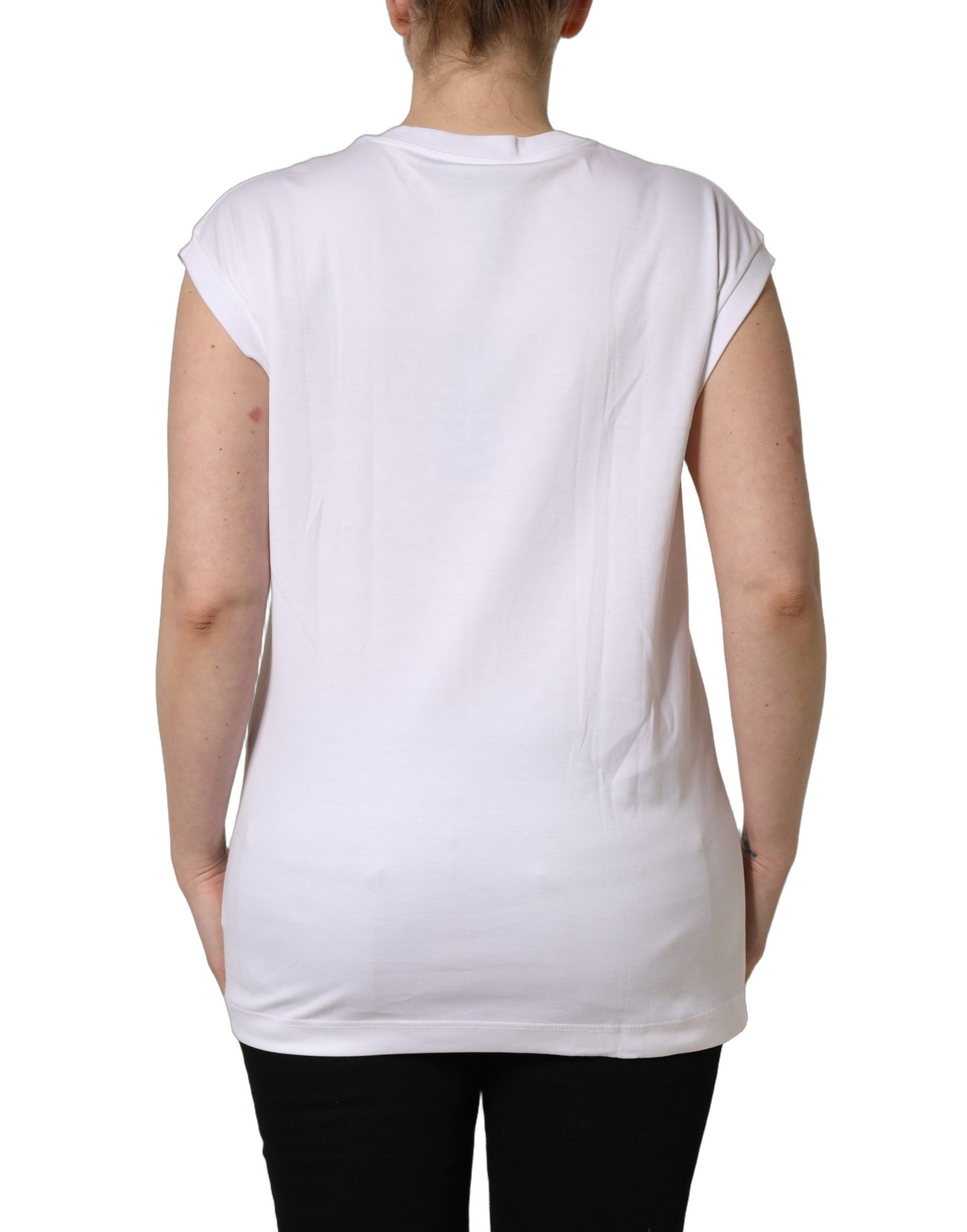 Dolce & Gabbana Camiseta sin mangas con cuello redondo y logo blanco