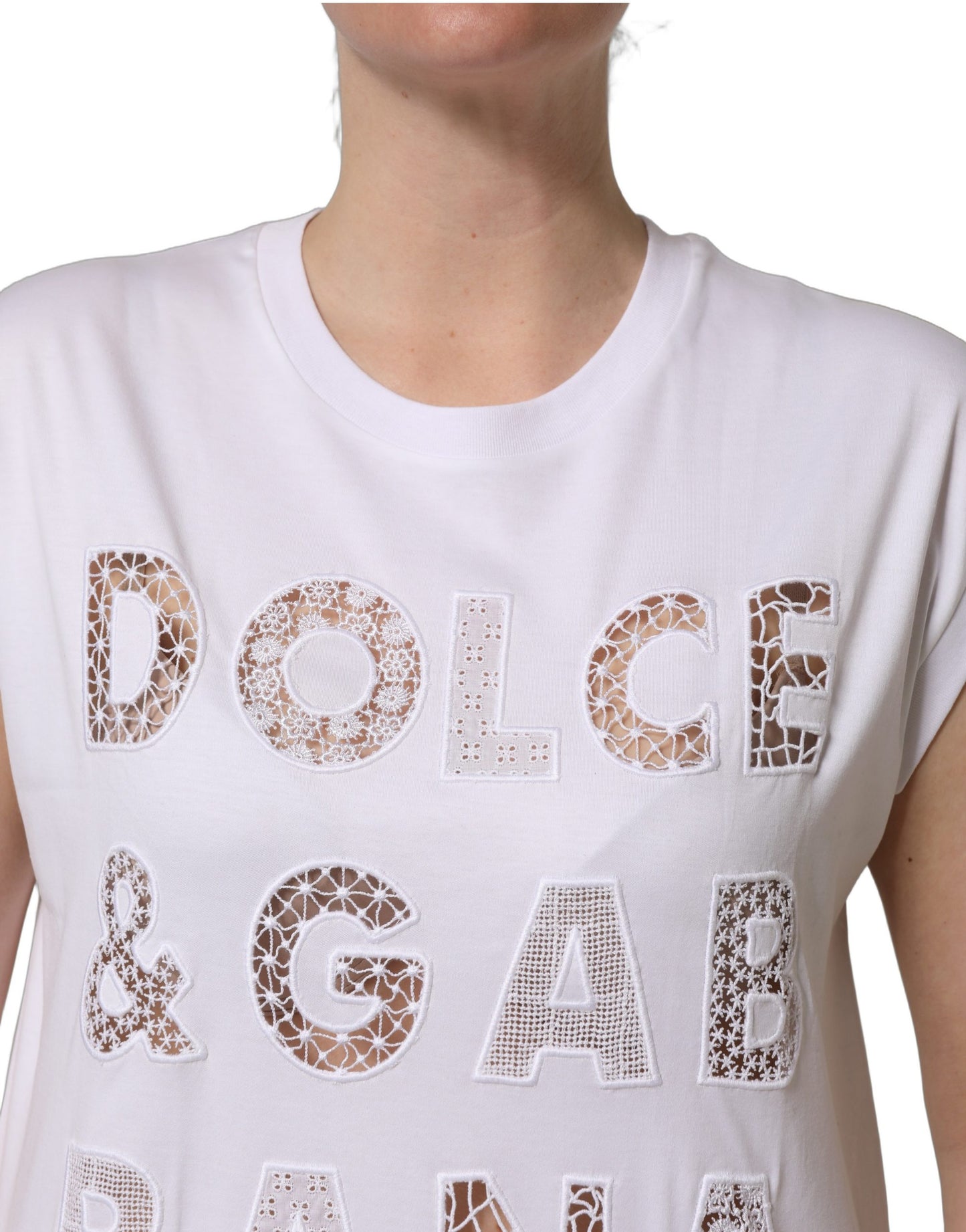 Dolce & Gabbana Camiseta sin mangas con cuello redondo y logo blanco