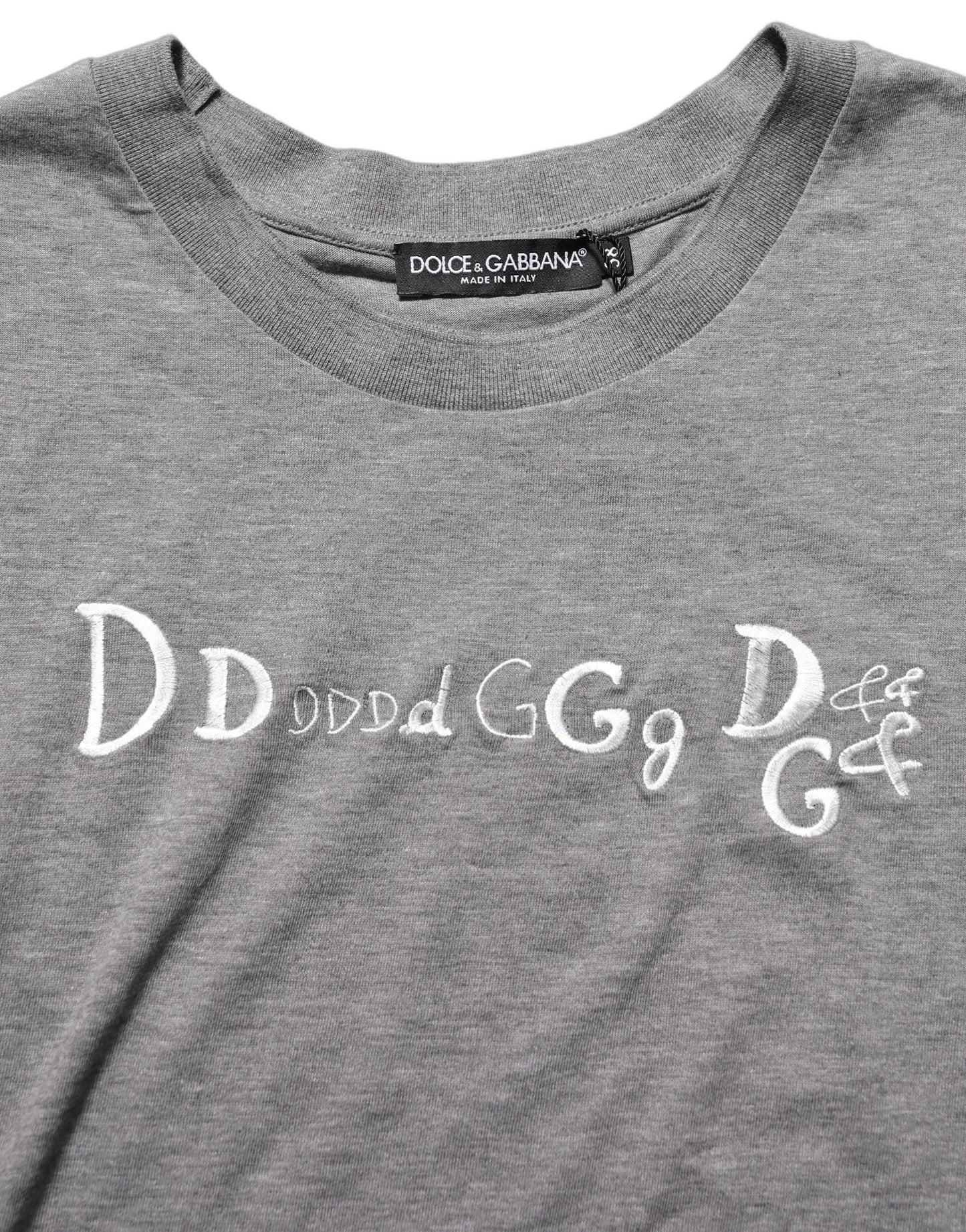 T-shirt Dolce & Gabbana gris à manches courtes avec broderie logo