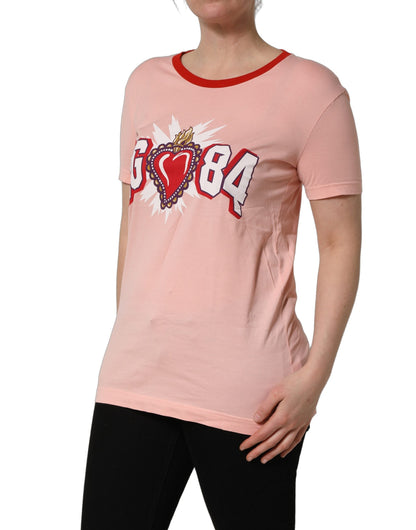 T-shirt Dolce & Gabbana en coton rose à col ras du cou et imprimé graphique