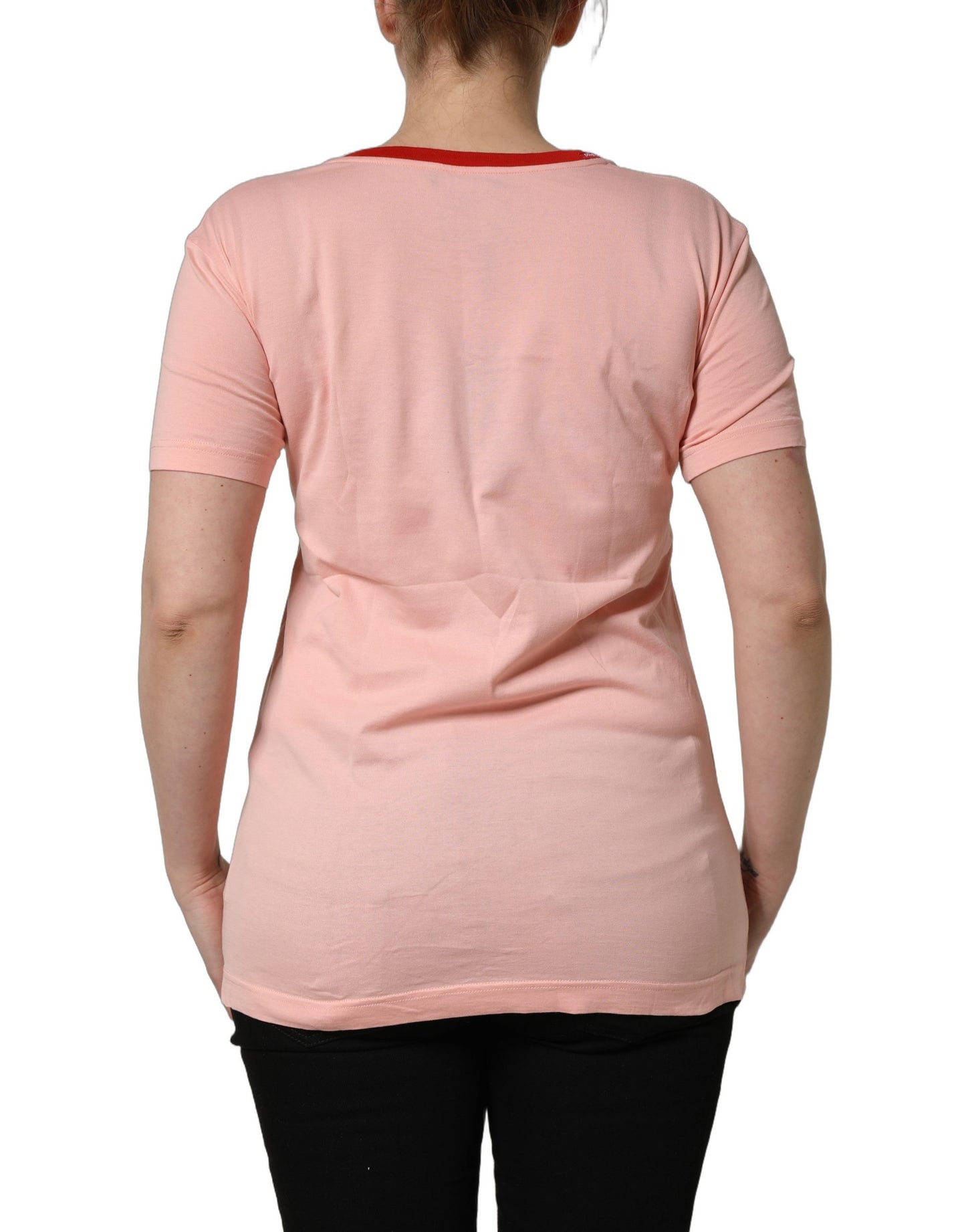 T-shirt Dolce & Gabbana en coton rose à col ras du cou et imprimé graphique