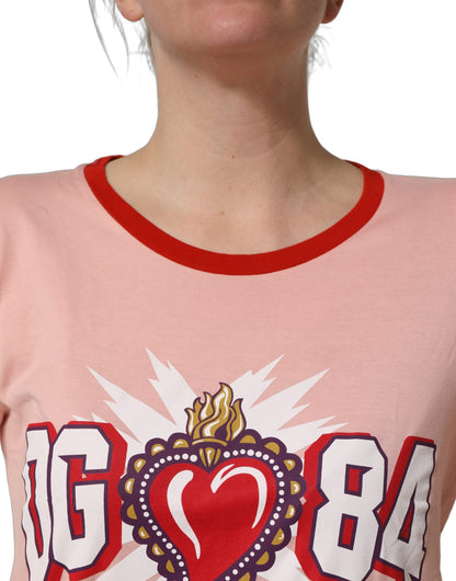 T-shirt Dolce & Gabbana en coton rose à col ras du cou et imprimé graphique