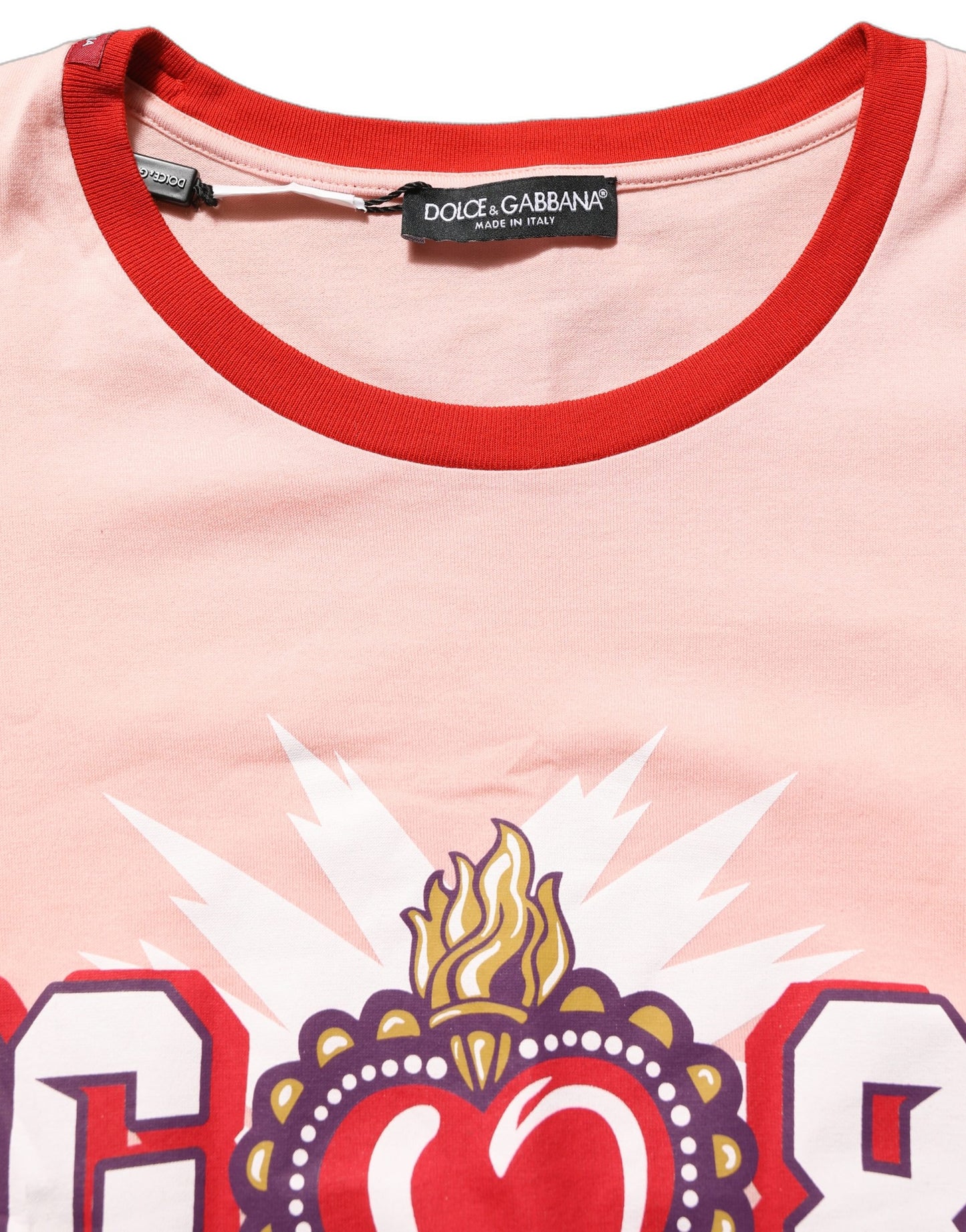 T-shirt Dolce & Gabbana en coton rose à col ras du cou et imprimé graphique